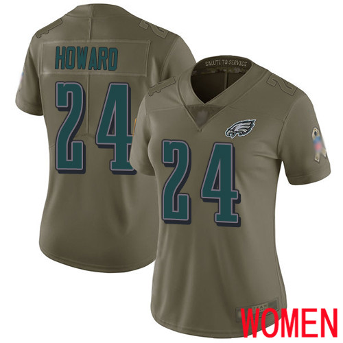 Women Philadelphia Eagles #24 Jordan Howard Limited Olive 2017 Salute to Service Football NFL Jersey